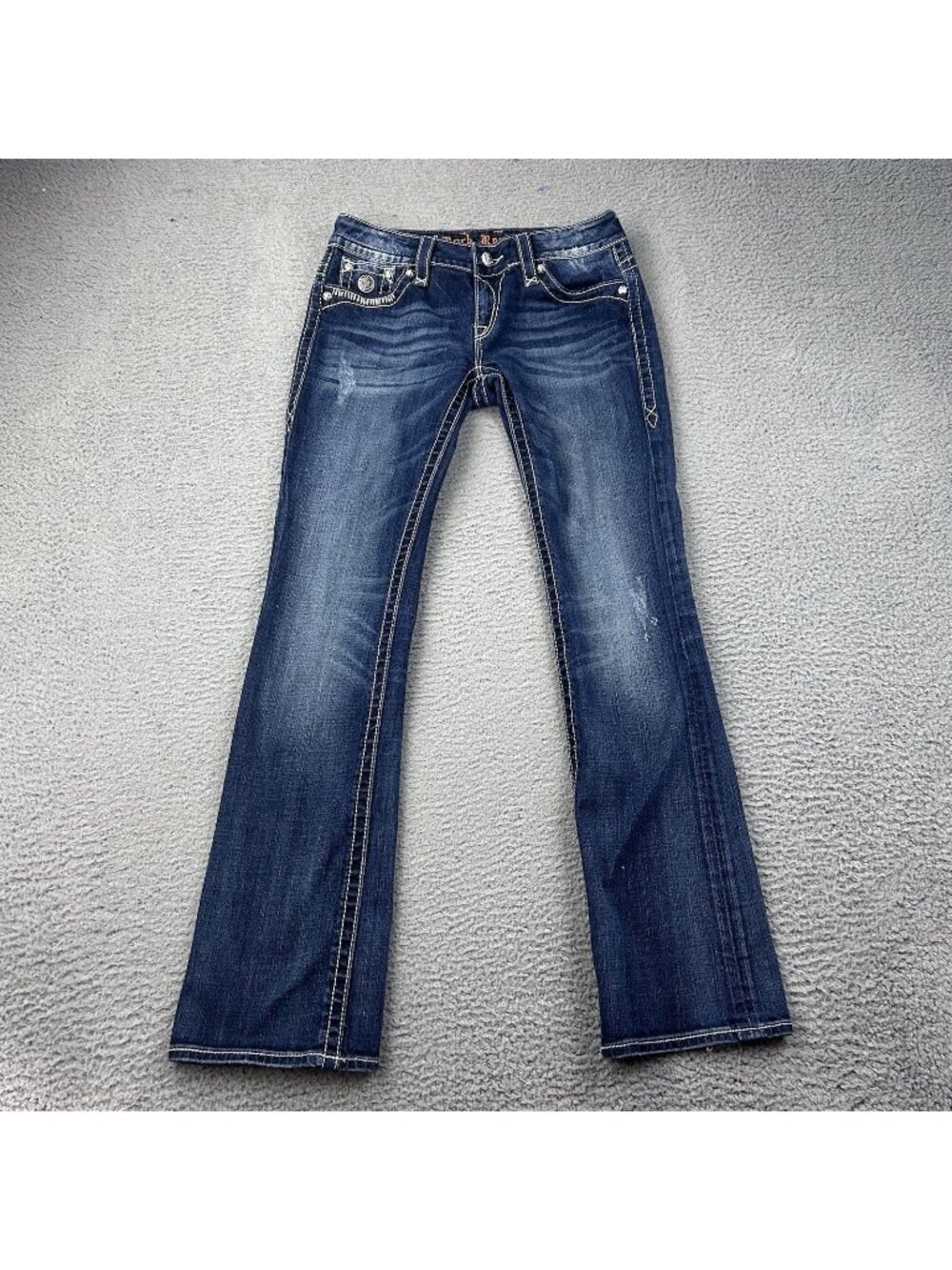 Rock Revival Jen Bootcut Women’s Blue Jeans Size 30 Thick Stitched